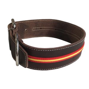 COLLAR CUERO ENGRASADO BANDERA ESPAÑA 80 cm.